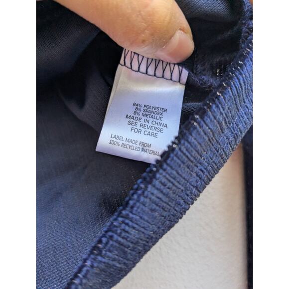 Knitworks Girls Crop Top Navy Blue Long Sleeve Velvet Twist Front Blue Size 10 - Picture 3 of 6